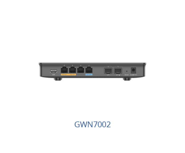 grandstream-gwn7002-vpn-router-2 مزود بمنفذي SFP، أربعة منافذ LAN جيجابت، منفذي PoE