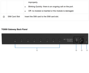 TG800 Gateway Back Panel