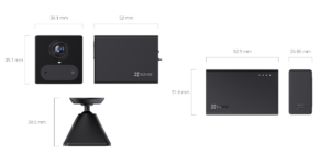 ابعاد كاميرا مراقبة منزلية 4G مع باور بنك EZVIZ Kit